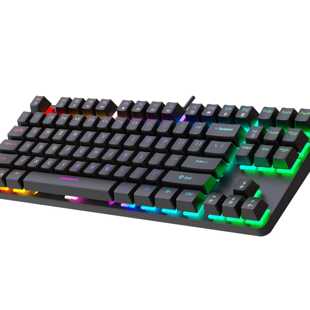 New Computer Keyboard Waterproof Portable Gaming Keyboard Backlit Ergonomics Colorful Keyboard Computer Accessories 87 Keys Usb