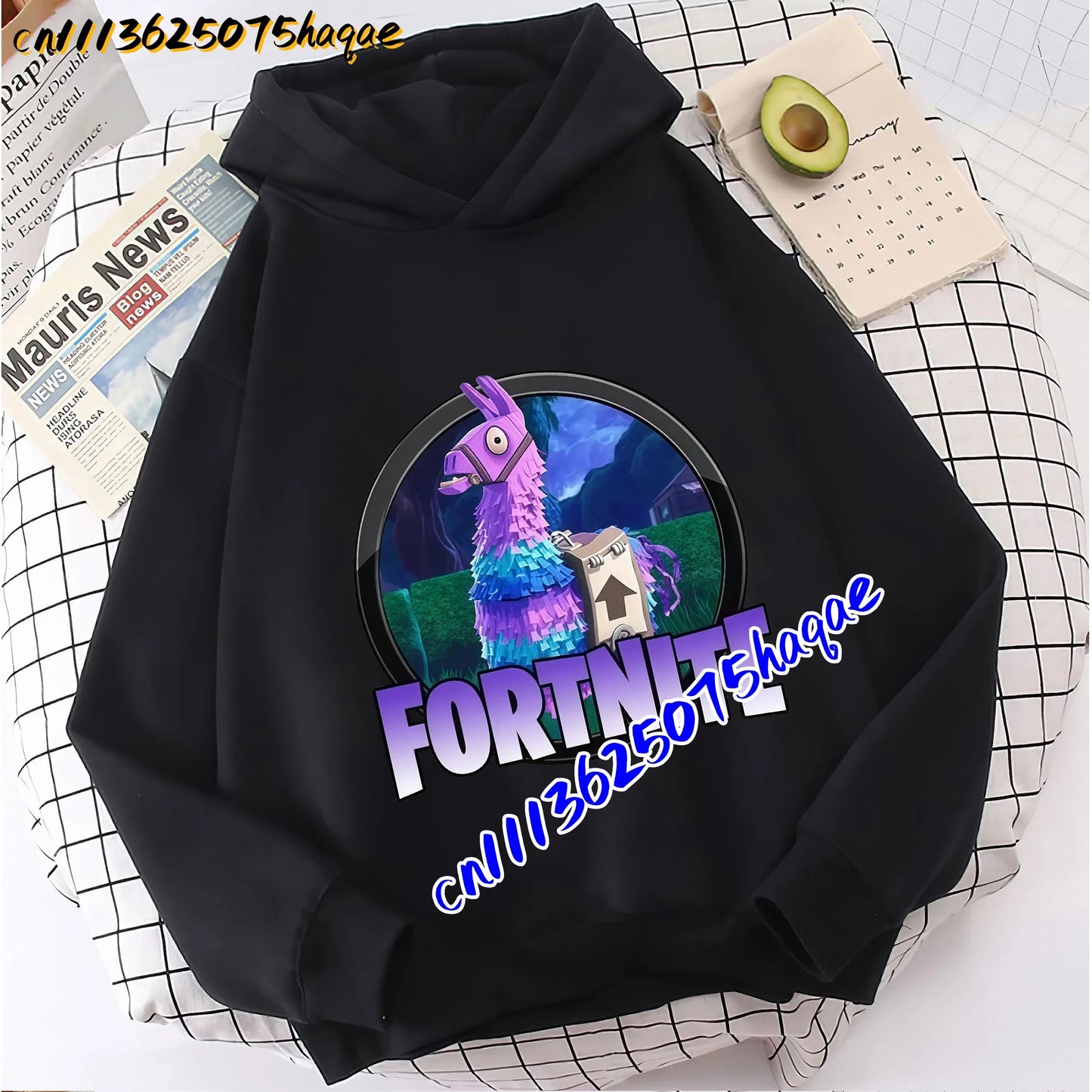 FORTNITED Felpa con cappuccio a maniche lunghe per bambini, bambine e ragazzi, streetwear, pullover, stile anime, top moda per bambini, idea regalo