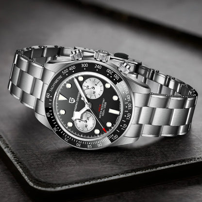 Montre pour homme PAGANI DESIGN « Panda » – Chronographe à quartz de luxe, étanche, verre saphir avec traitement antireflet, montre de sport luminescente