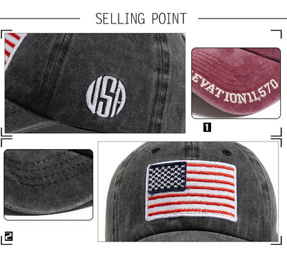 USA-Flagge Herren-Baseballkappe Retro-Stickerei Gewaschene Baumwolle Dad Hats Mode Damen Hip-Hop-Kappen Sommer Outdoor-Sonnenvisier-Hut