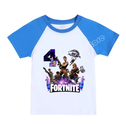 Παιδικό T-Shirt Fortnite με Αριθμούς 0-9, Σχέδιο Cartoon Παιχνιδιού, από Αγνό Βαμβάκι, Κοντομάνικο Casual Αθλητικό Τοπ για Αγόρια και Κορίτσια, Ιδανικό για Δώρο
