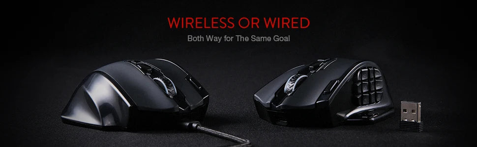 Redragon M913 Gaming 16000 DPI Wired 2.4Ghz Wireless RGB Optical Gamer Mouse 16 Programmable Buttons, Black/White Mouse
