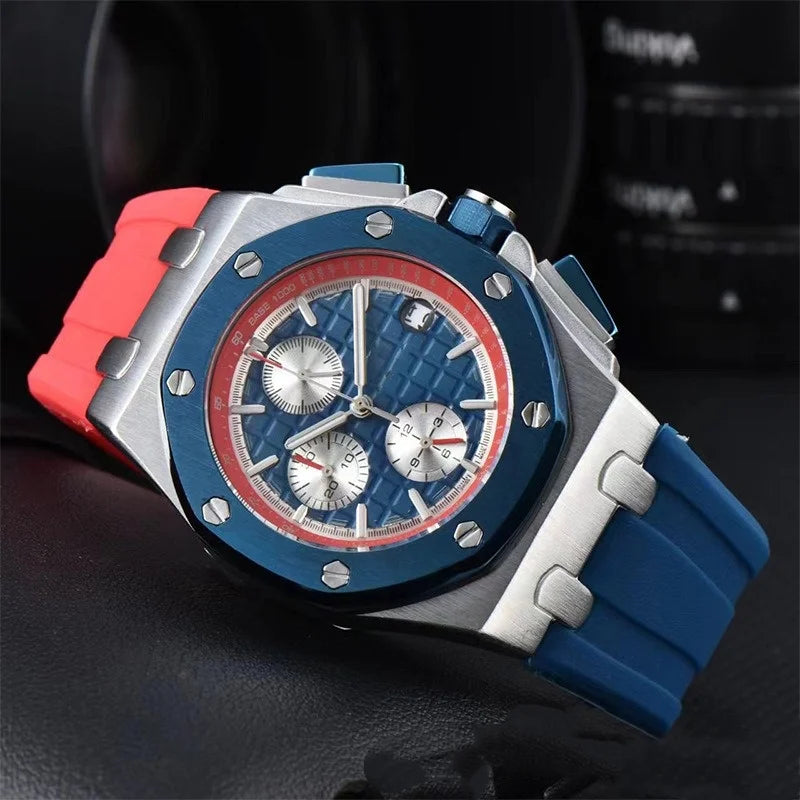 Men's Chronograph Sport Watch Date Display Luxury Chronograph Wristwatch Sport & Business Casual Watch with Rubber Strap