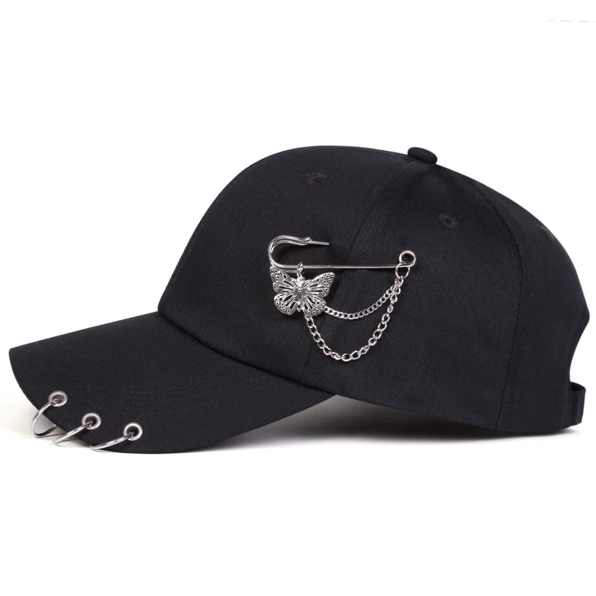 Cappellini da baseball unisex con anello a farfalla in ferro, per primavera e autunno, da esterno, casual e regolabili, cappellino parasole, cappellino sportivo