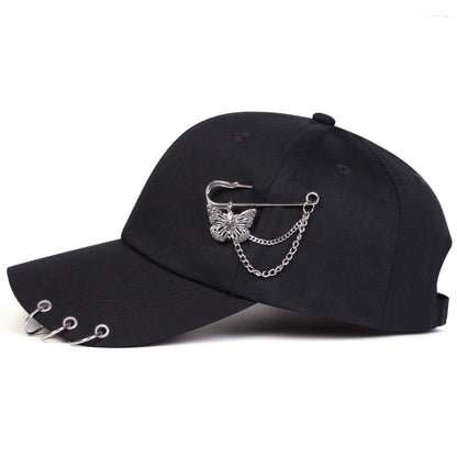 Cappellini da baseball unisex con anello a farfalla in ferro, per primavera e autunno, da esterno, casual e regolabili, cappellino parasole, cappellino sportivo
