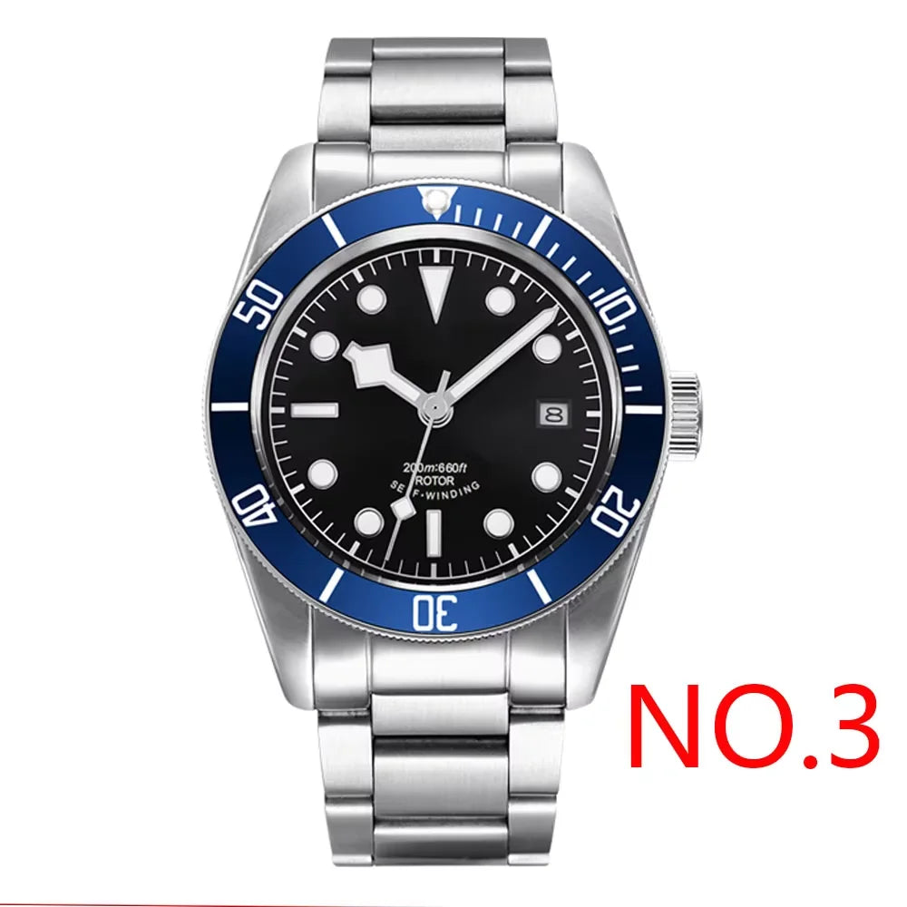 41MM Custom Name NH35A / Miyota 8215 Personalized Men's Automatic Watch Black Dial · Sapphire Crystal · 20ATM · Name & Logo E