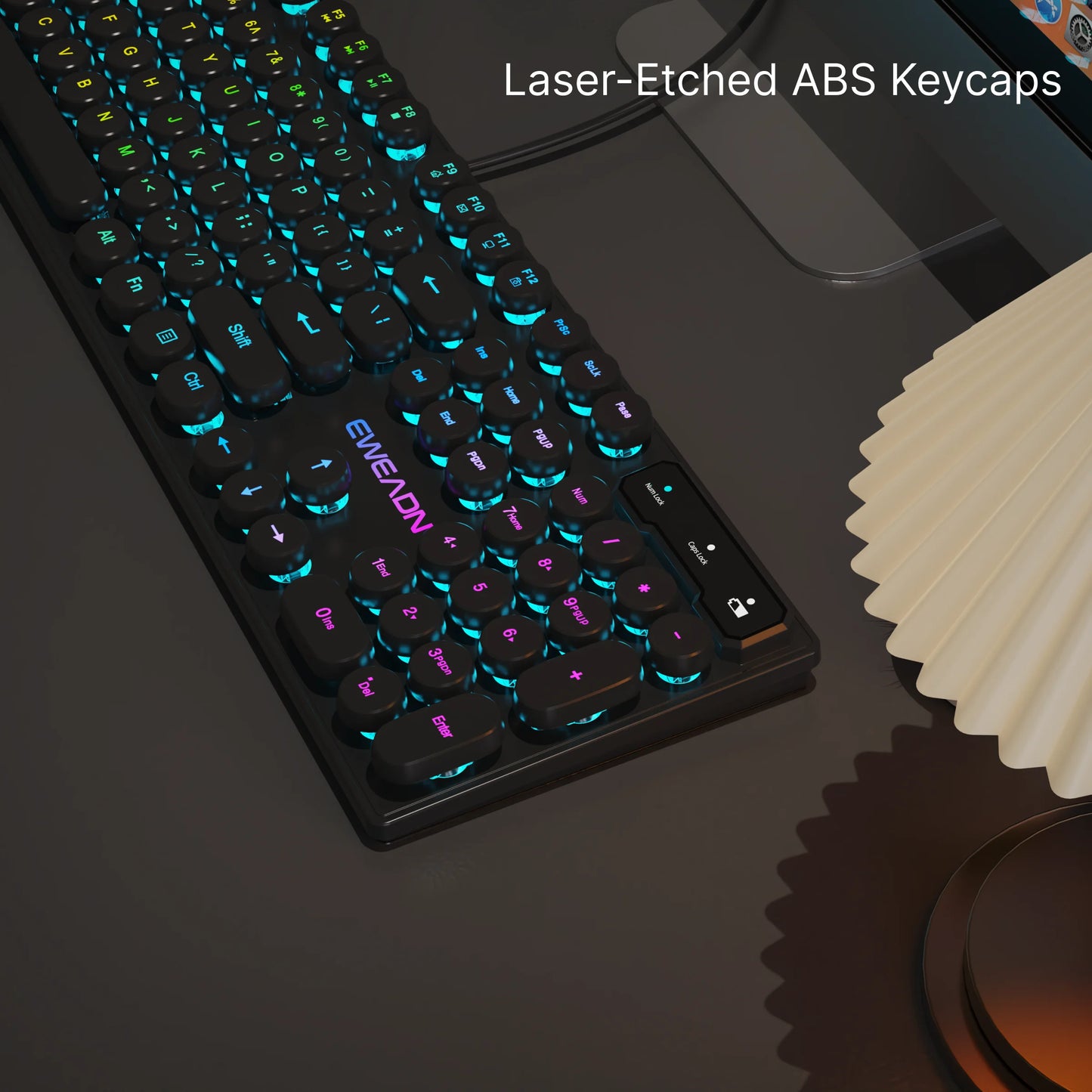 EWEADN GX330 Gaming Keyboard Wired, LED Backlit, Office silent keyboard full size, Ergonomic, Gaming, office, Windows/Laptop/PC