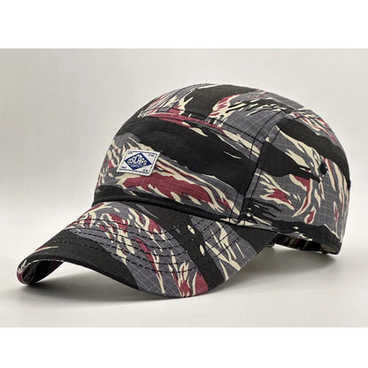Workwear Style Camo Short Brim Baseball Cap for Men Women, Trendy Unisex Outdoor Sun Protection Peak Hat