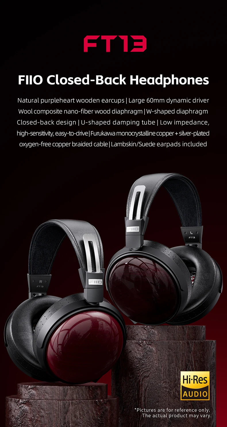 FiiO FT13 Audiophile Closed-Back Headphones Hi-Res Audio Wired HiFi Headphone
