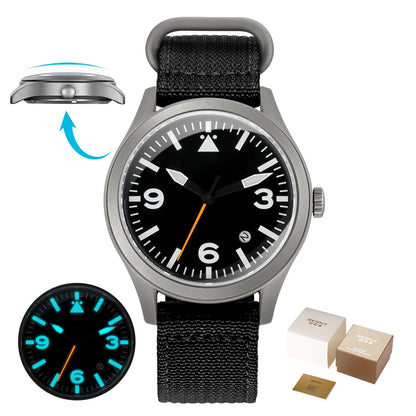 BERNY Aviation Top Titanium Mechanical Men Watch Sapphire AR Coating Supper Luminous 10Bar Sport Watch Titanium Aviation Watches