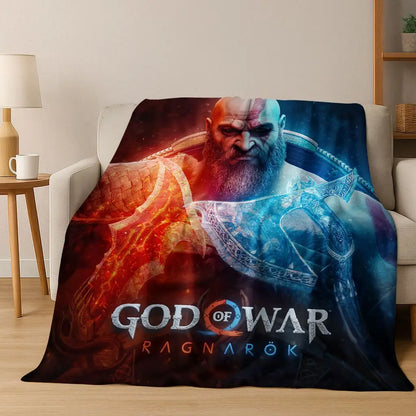Classics God of War Kratos 3A Game Gamer Flannel Blanket,Warm and Cozy Soft Throw Blanket for Home Bedroom Bed Sofa Kid Gift