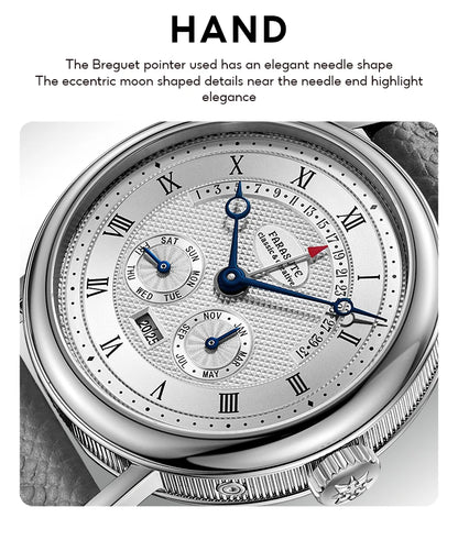 FARASUTE Men's Mechanical Watch Flyback Function Seagull Movement Month Display Week Display Calendar YearDisplay Sapphire Watch