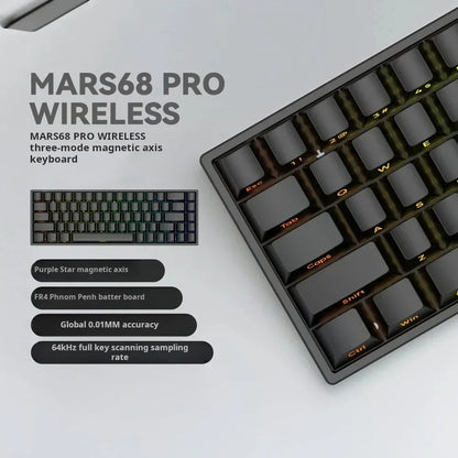 IROK Mars68 PRO Gaming Magnetic Switch E-sport Wireless Mechanical Keyboard RGB Long Battery Custom Hot Swap Gaming Accessories