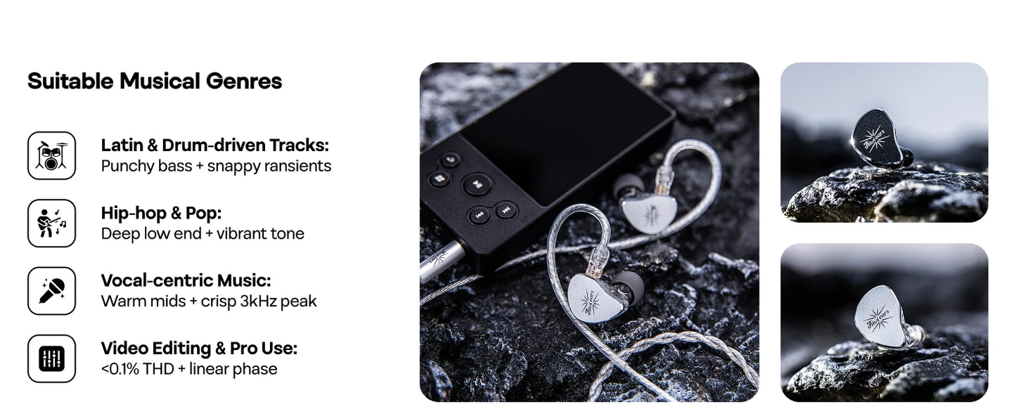 Linsoul Kiwi Ears Belle 10mm DLC Dynamic Driver IEM Hifi Earphones with Precision Meets Exciting Sound Signature