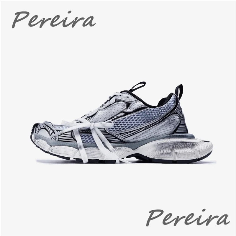 Street Style Thick Sole Men Sneakers New Mixed Colors Lace-Up Couple Casual Shoes Comfortable Breathable Running Walking Shoes