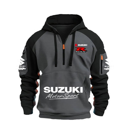 Produit gaming premium Fraquane, 2025 Suzuki Logo Hoodie Motorcycle Racing Cycling Sweatshirt Racing Clothing Sweatshirt Half Zipper Multi-pocket Zipper Hoodie, nouvelle génération