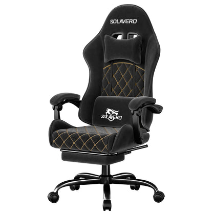 Massage Gaming Chair, Computer Office Chair with Comfy Fabric, Height Adjustable Game Chair with 360°-Swivel Seat and Headrest