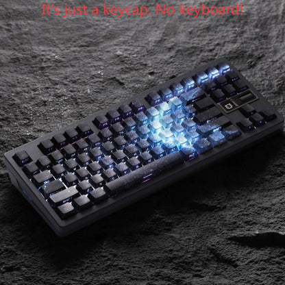 Purple Galaxy Gradient Side Carving Transparent Cherry Keycap PBT 135 Key Compatible with 60/64/84/98/108 Mechanical Keyboard