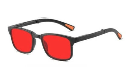 Óculos de sol retro quadrados para mulher com visão noturna, anti-luz azul, UV400; óculos para homem para jogos de computador, anti-radiação, com lentes vermelhas e laranja para dormir