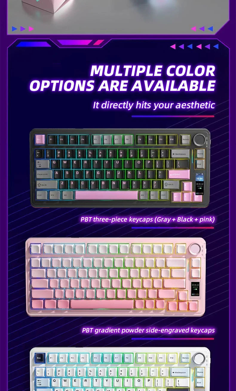AULA S75 PRO Wireless Mechanical Keyboard with Screen Knob 75% Hot Swappable Gaming Keyboard with Pre-lubed Switches RGB Backlit