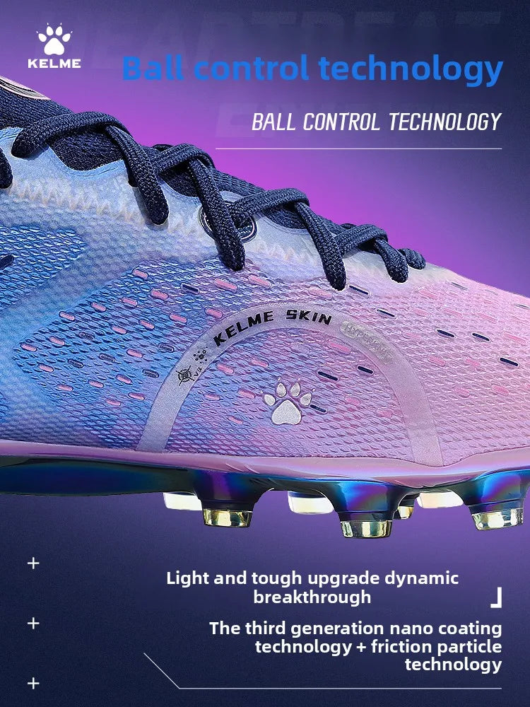 KELME FG profesionalūs futbolo bateliai su ilgais dygliais natūraliai žolei, profesionalioms rungtynėms, neslystantys futbolo bateliai patalpoms