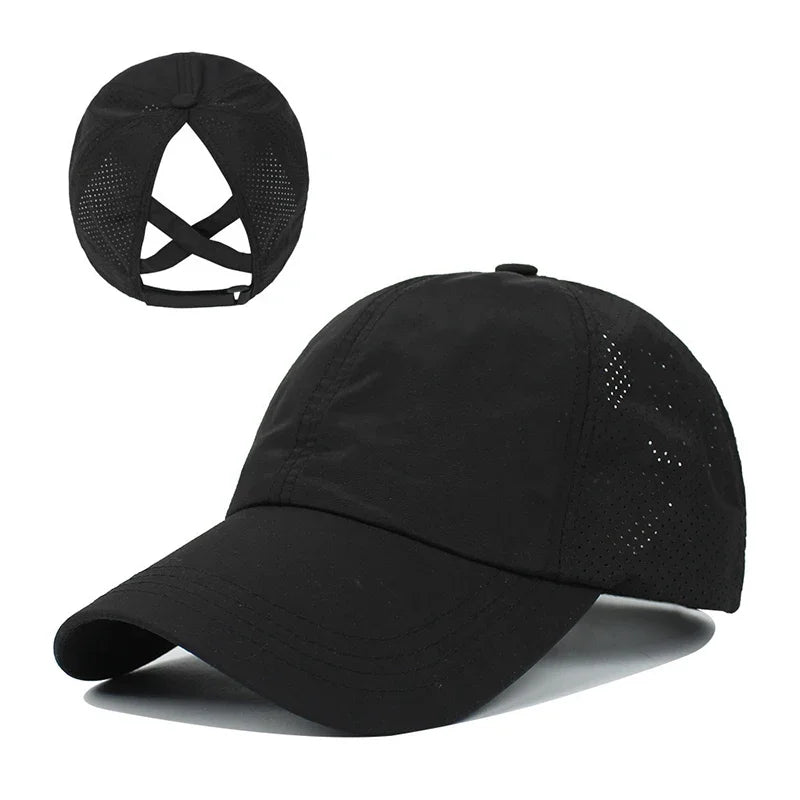 Cappellino da baseball estivo, completo da golf, cappellino sportivo e per il tempo libero con striscia trasversale, cappellino a becco d'anatra in rete ad asciugatura rapida