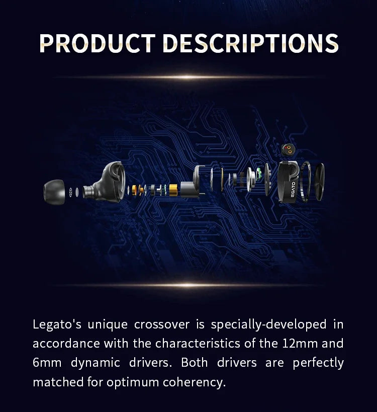 7Hz Legato Headphone 2DD HiFi In Ear IEM Monitor Dual Dynamic Driver Earphone IEM with Detachable OCC 0.78mm 2Pin Cable
