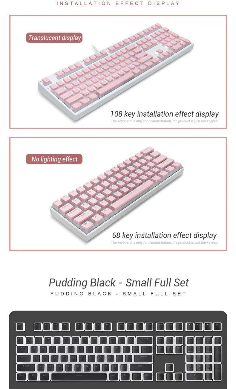 129 Keys Pudding Keycaps For Cherry Mx Switch Mechanical Gaming Keyboard OEM Profile PBT Double Shot Keycap RGB backlit Key Caps