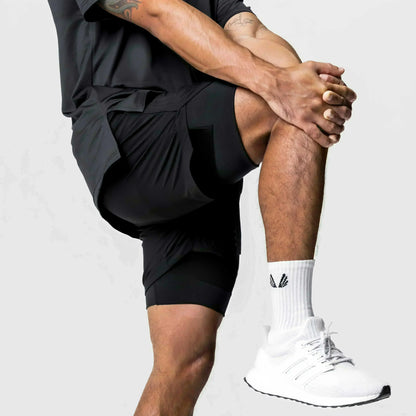 Anime Demon Slayer Gym Shorts Man Quick Dry Pants Double-layer 2 in 1 Shorts Y2k Sportswear Summer 2026 Breathable Streetwear