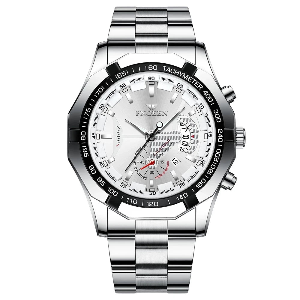 Reloj de pulsera para hombre, de estilo militar, informal o deportivo, de cuarzo, de una marca prestigiosa, totalmente de acero, resistente al agua