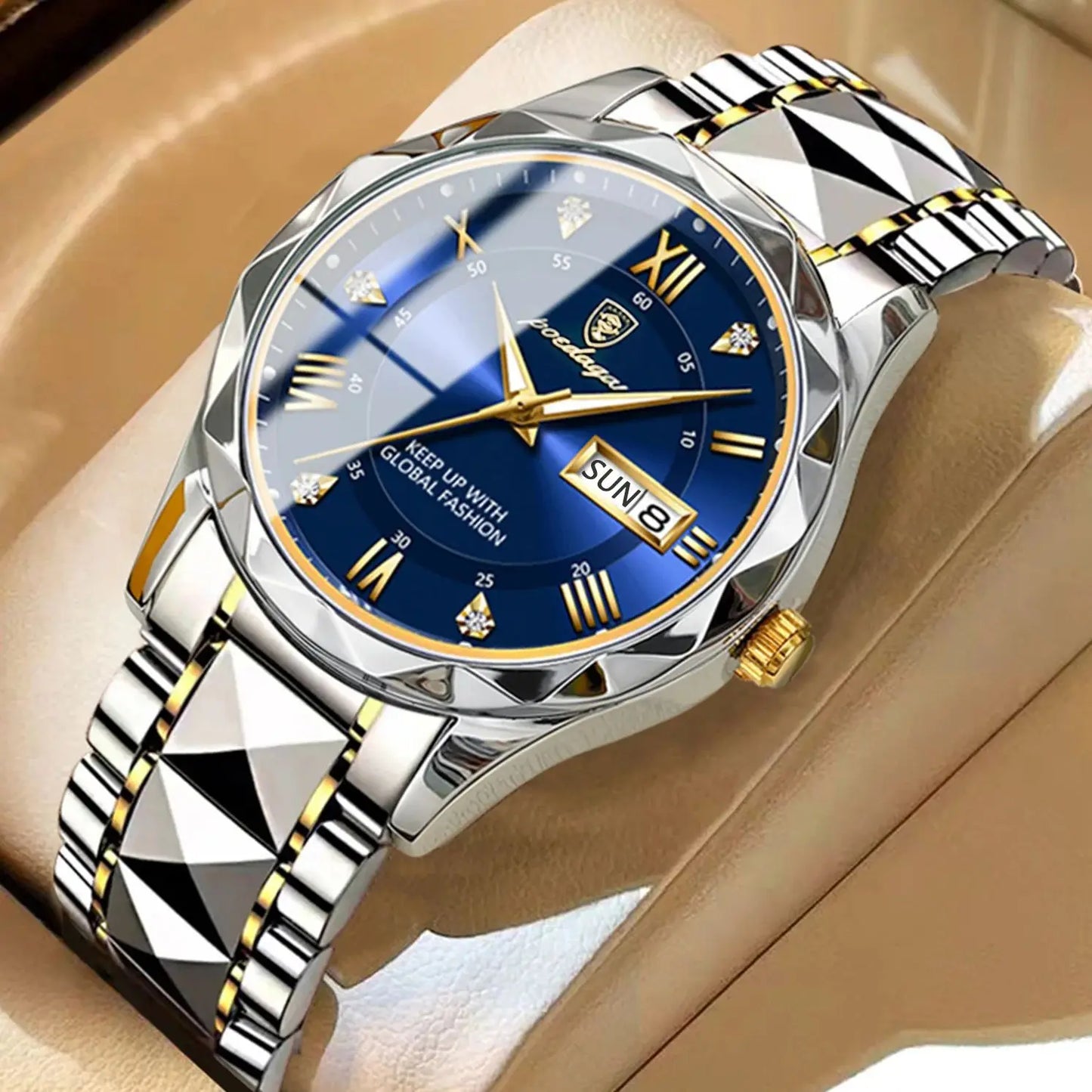 POEDAGAR Luxury Business Men's Watches Waterproof Stainless Steel Luminous Man Wristwatch Date Week Quartz Sport Men Watch Reloj