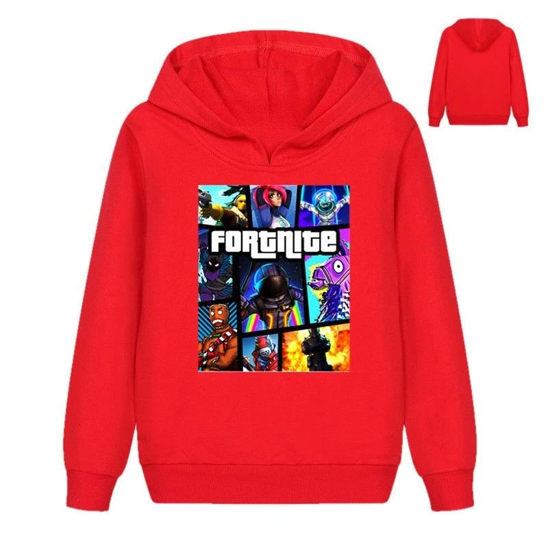 Sudaderas infantiles con estampado de Fortnite, estilo cartoon, cómodas y holgadas, con manga larga, para otoño e invierno