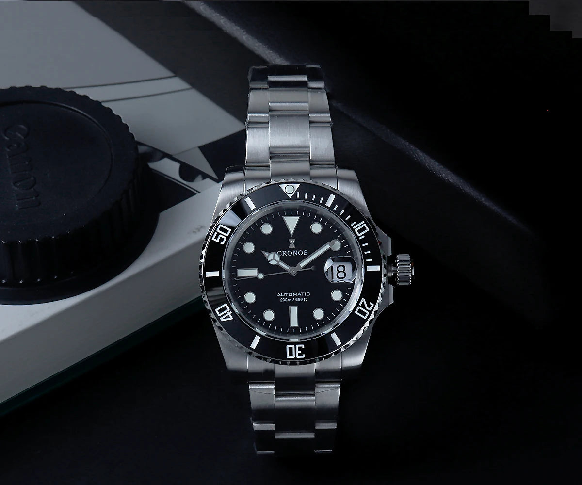 Cronos New 40mm Diver Men's Watches Luxury Miyota9015 Automatic Mechanical Watch Sapphire Crystal Waterproof 200m Adjustable Clasp L6045