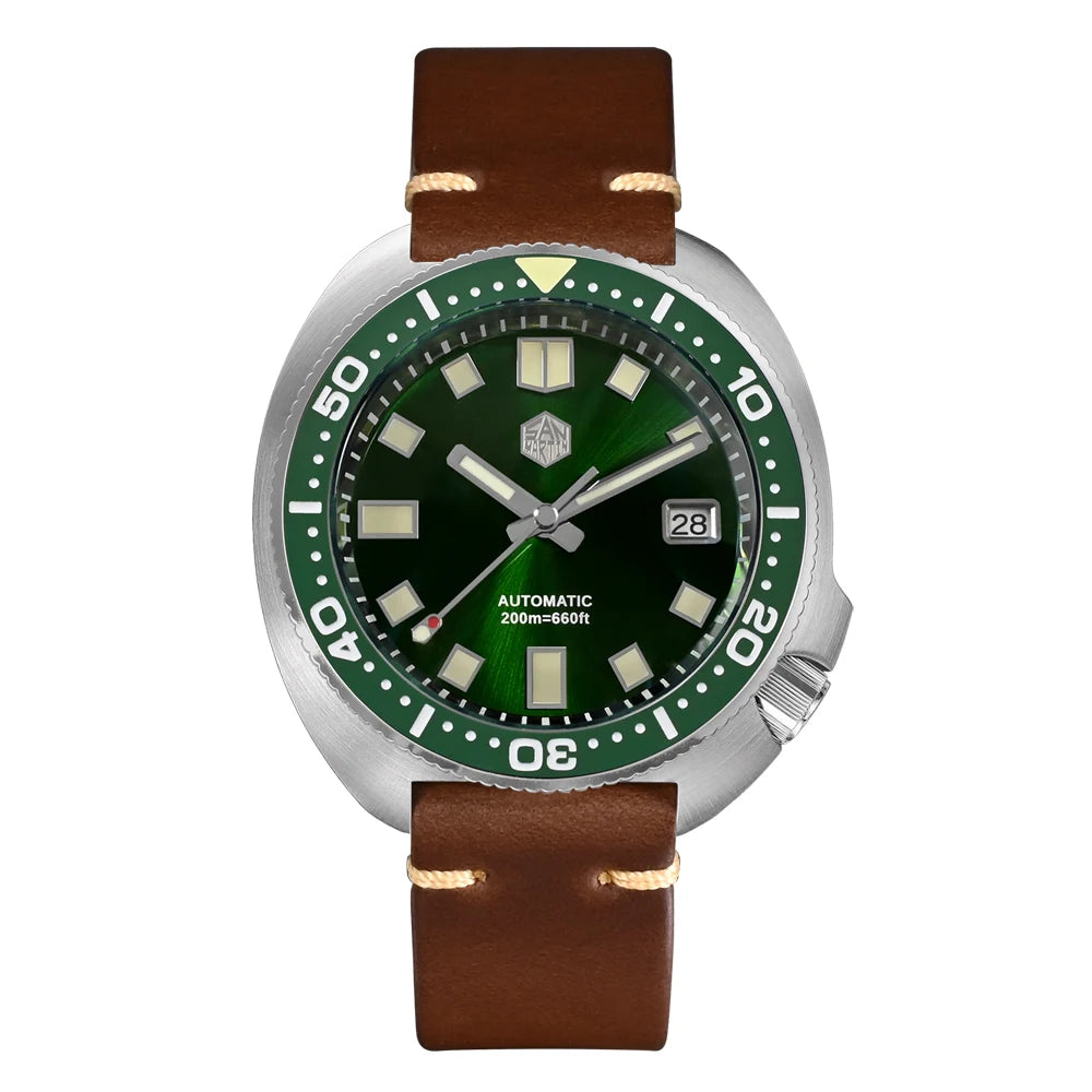 San Martin Turtle Men Diver Watch 44mm NH35 Automatic Mechanical Wristwatch Sapphire Waterproof 200m Luminous Relojes SN0047