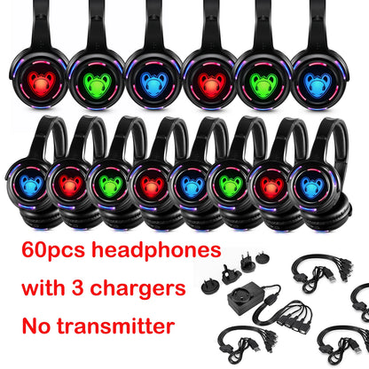 Silent Disco Wireless Headphones and RF LED LOGO Headset For DJ Music Pary Club Headphones only