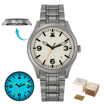 BERNY Aviation Top Titanium Mechanical Men Watch Sapphire AR Coating Supper Luminous 10Bar Sport Watch Titanium Aviation Watches