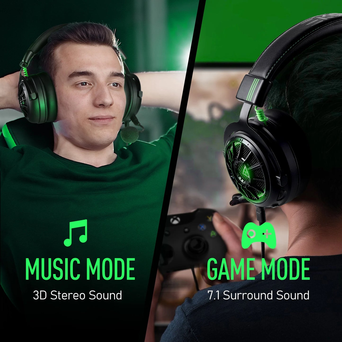 Oneodio EKSA StarEngine Pro Wired Gaming Headset 7.1 Surround PC Headphones Gamer With ENC Mic USB/Type C/3.5mm for PS4 PS5 Xbox