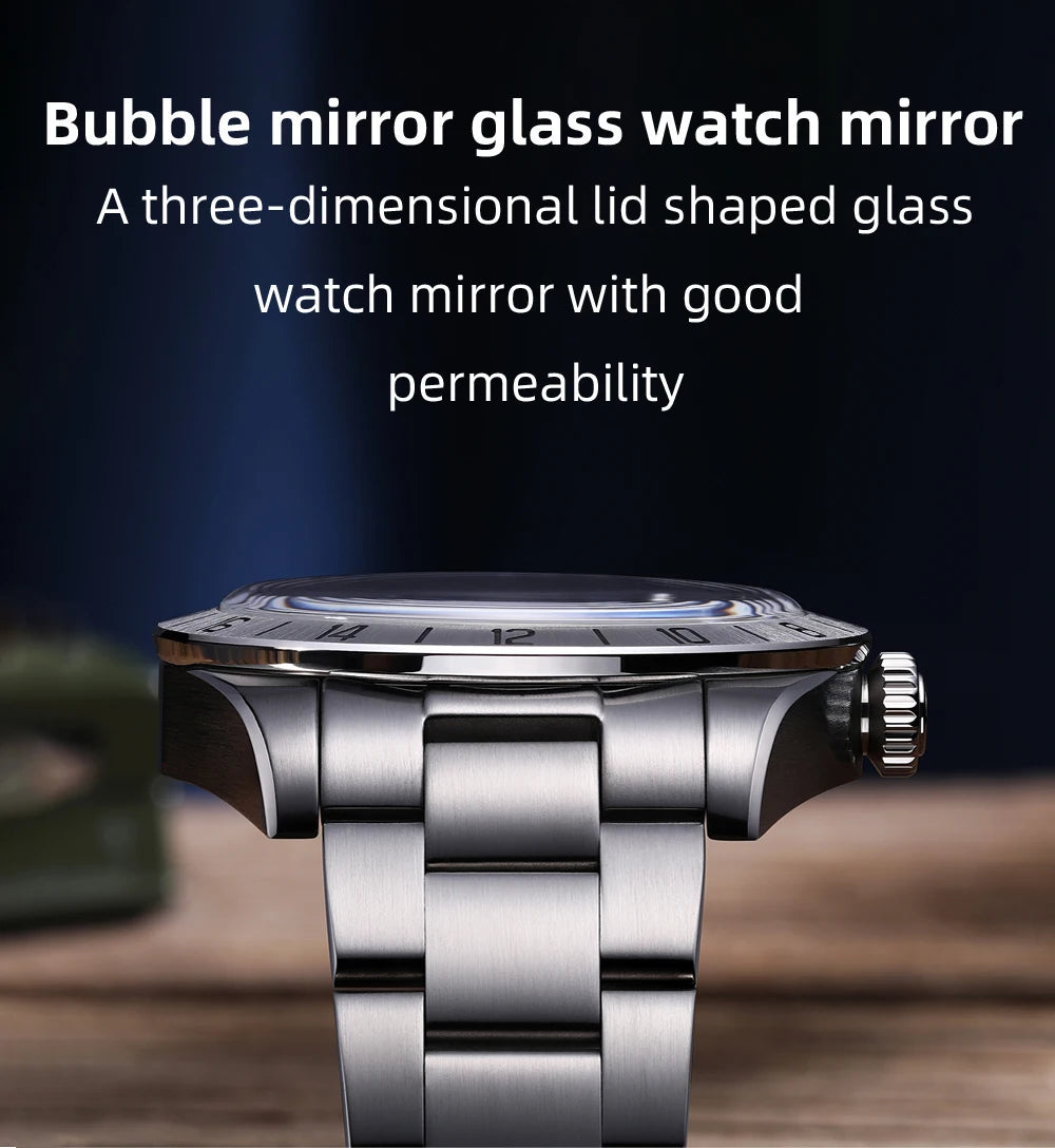 ADDIESDIVE New Luxury Men's Watch 200 Waterproof Stainless Steel Quartz Watch BGW9 Super Blue Luminous GMT Stainless Steel Watch