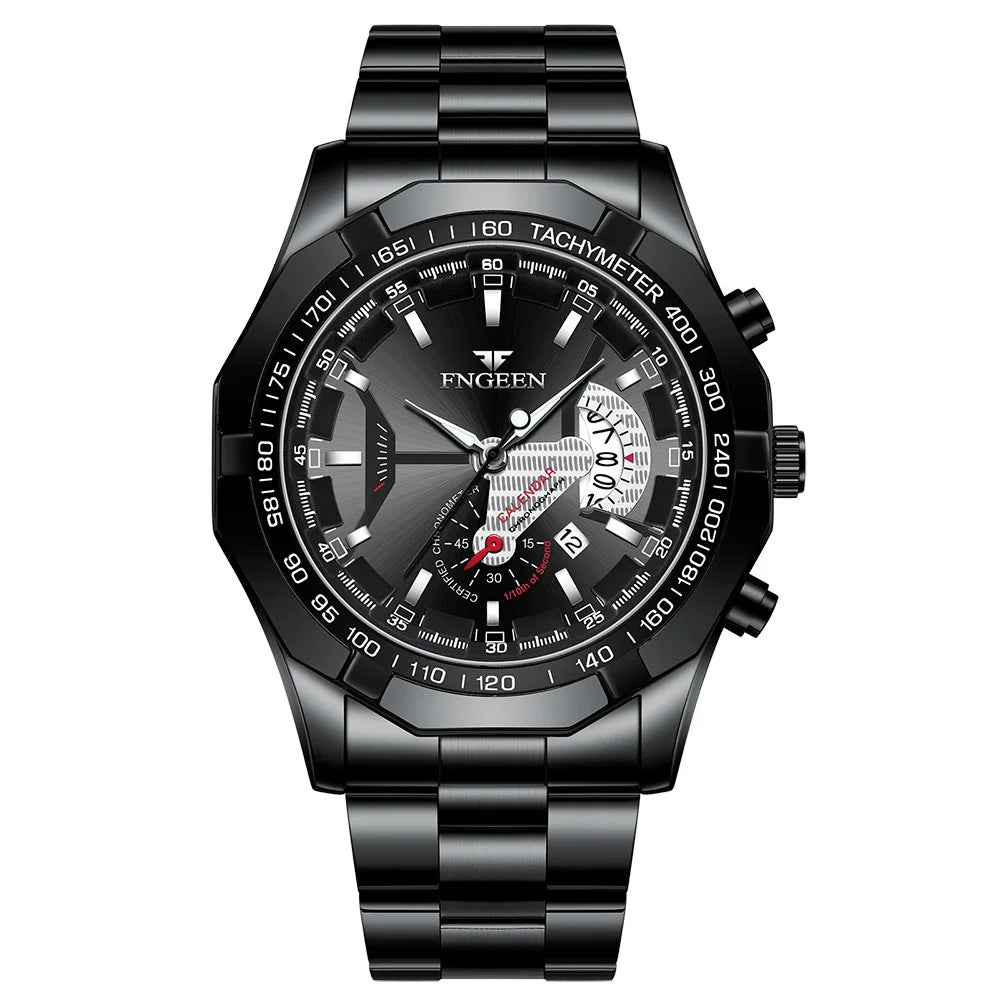 Reloj de pulsera de cuarzo de lujo BINBOND para hombre, luminiscente, resistente al agua, con fecha automática, de acero inoxidable