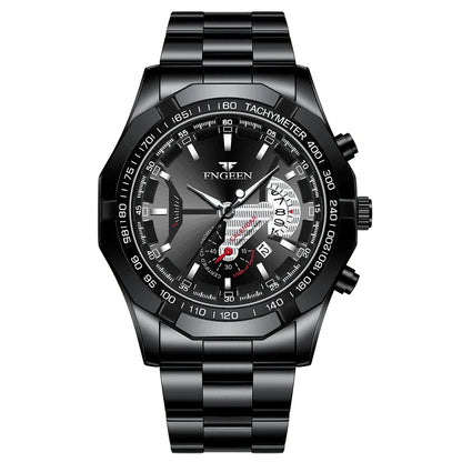 Reloj de pulsera de cuarzo de lujo BINBOND para hombre, luminiscente, resistente al agua, con fecha automática, de acero inoxidable