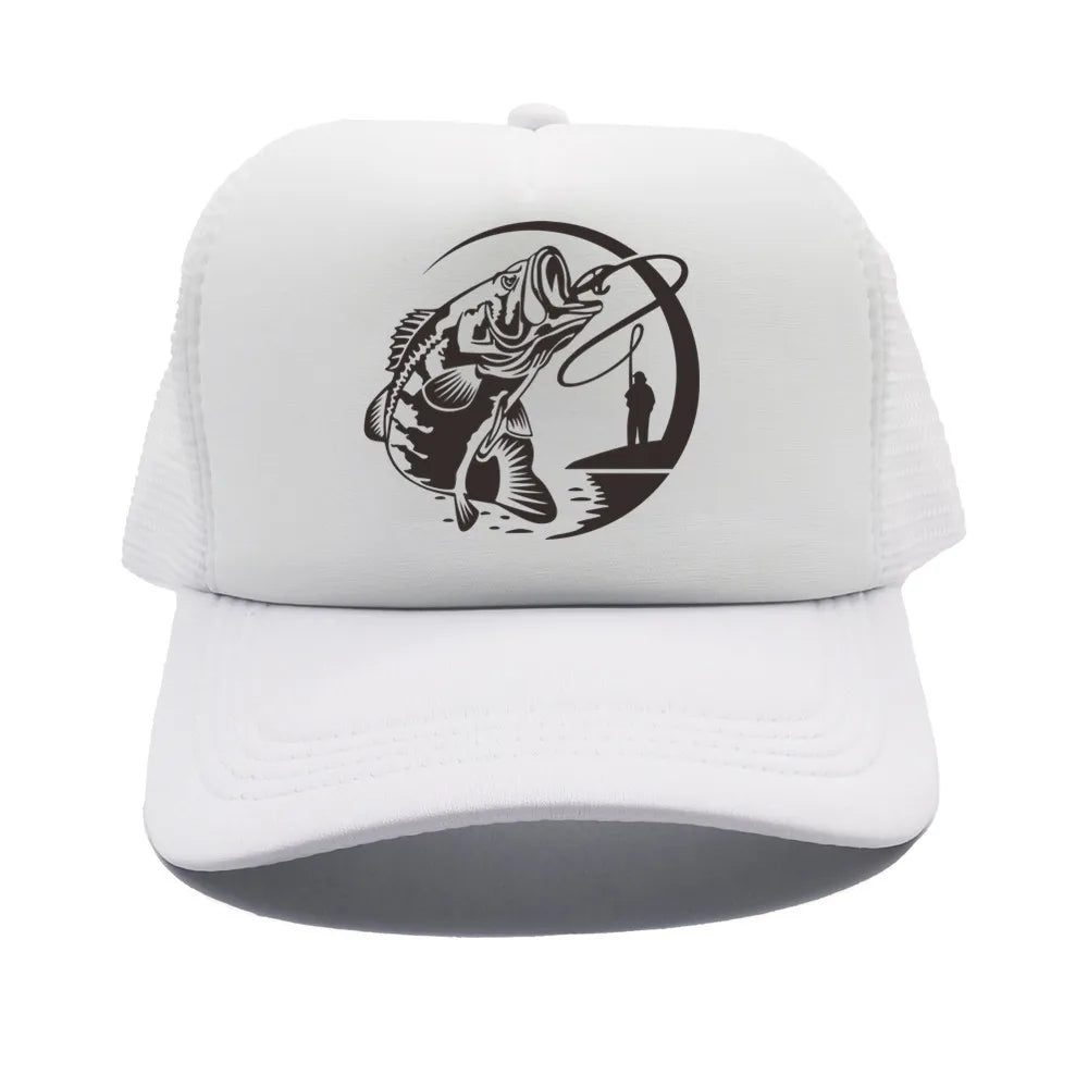 Fishing Skeleton Trucker Cap Summer Men Cool Fisherman Fishing Hat Baseball Cap Unisex Outdoor Mesh Net Caps MZ-238