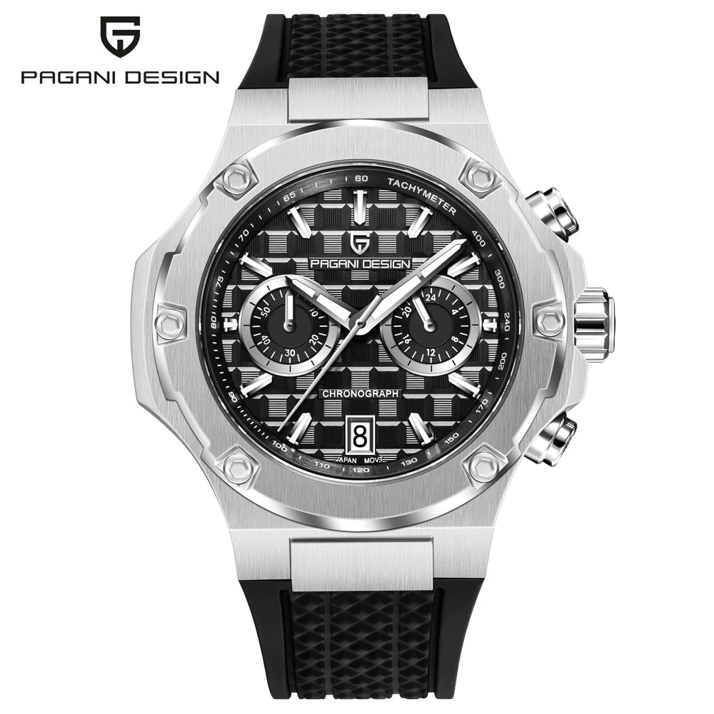 Relojes de cuarzo para hombre PAGANI DESIGN: cronógrafo deportivo de lujo, hermético, con agujas luminiscentes y cristal de zafiro con tratamiento antirreflectante