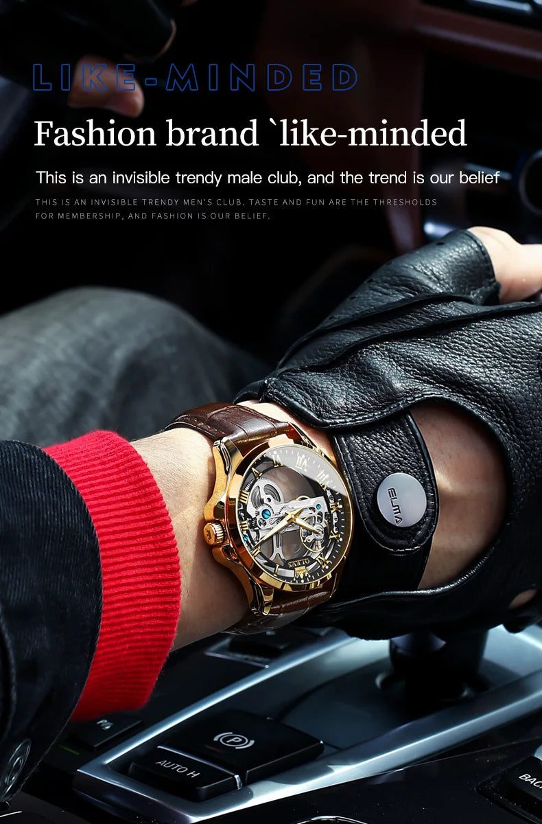 OLEVS 6661 Men Top Brand Watch Luxury All Transparent Hollow Men Mechanical Watch Original Fashion Waterproof Classic Men Watch