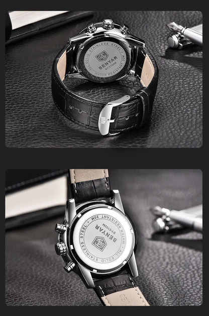 Montre pour homme BENYAR 5102 – Chronographe sportif de luxe à quartz, accessoire de mode d'une grande marque