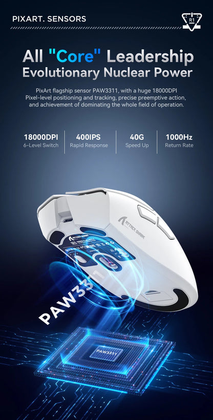 ATTACK SHARK R1 Bluetooth Mouse-Viral Mouse Reviewed by Influencers, Brand-direct authentic,PAW3311 sensor with 1K Hz for Gaming
