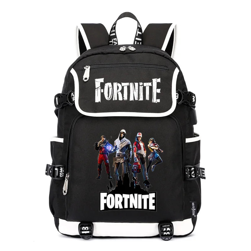 Fortnites Large Capacity Backpack Casual Shoulder Bag with USB Port Unisex Anime Students Schoolbag New Stylish Stationery Gift