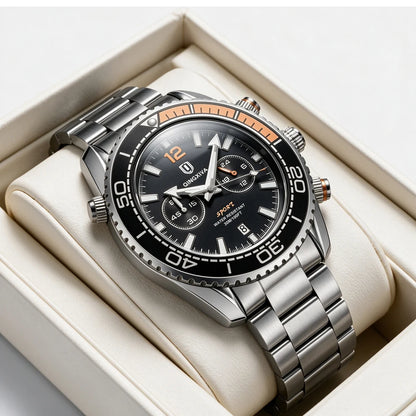Luxus-Armbanduhr für Herren der Marke QINGXIYA, wasserdichter Sport-Chronograph mit beleuchtetem Datum, lässige Quarzuhr für Herren