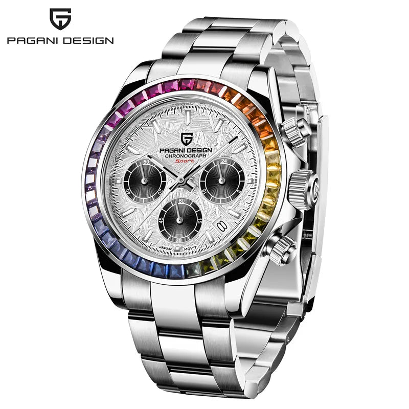Montre-bracelet pour homme PAGANI DESIGN – Chronographe de luxe, mouvement à quartz MIYOTA VK63, verre saphir, étanche, style sportif