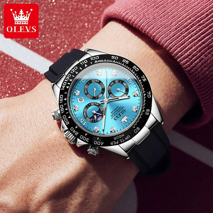 Reloj para hombre OLEVS: reloj de cuarzo de lujo, resistente al agua y luminiscente, con cronógrafo y indicador de fecha. Reloj deportivo para hombre de una gran marca.