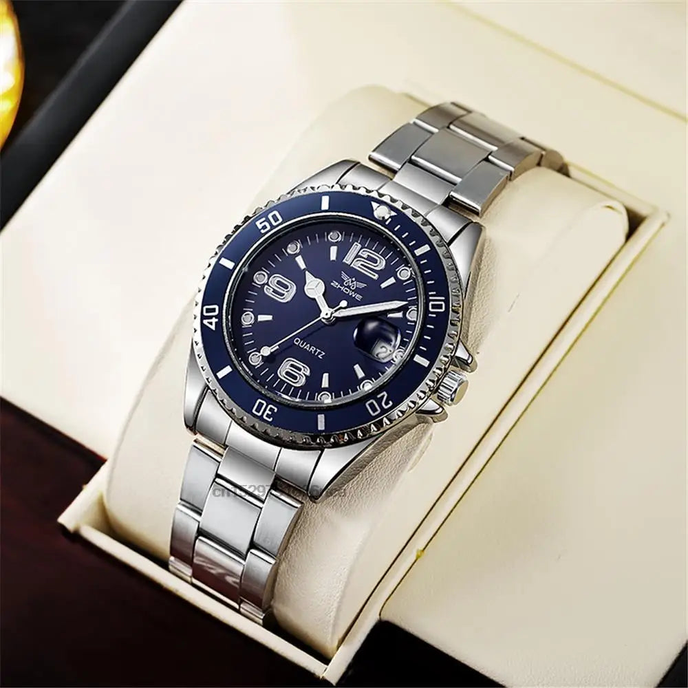 Relojes de lujo para hombre de acero inoxidable – Reloj de cuarzo con indicador de fecha, estilo profesional y deportivo, a la última